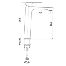 Załaduj obraz do przeglądarki galerii, Bateria umywalkowa TRINNITY stojąca wysoka - rysunek z wymiarami