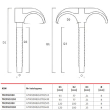 Załaduj obraz do przeglądarki galerii, Haki TRINNITY do podłogówki - rysunek z wymiarami