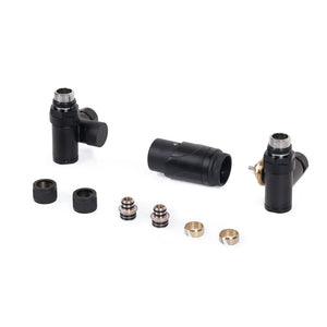 Zestaw termostatyczny czarny z głowicą trójosiowy GZ 1/2'' złączki, do grzałki