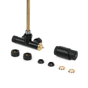 Zestaw termostatyczny czarny z głowicą 50mm kątowy GZ 1/2'' złączki, z rurką nurnikową