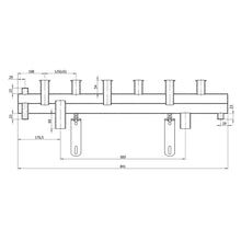 Załaduj obraz do przeglądarki galerii, Rozdzielacz TRINNITY DN 25 TRR1-3/I - 3 obiegi - rysunek z wymiarami