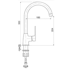 Załaduj obraz do przeglądarki galerii, Bateria zlewozmywakowa TRINNITY stojąca z łukową wylewką - rysunek produktu z wymiarami