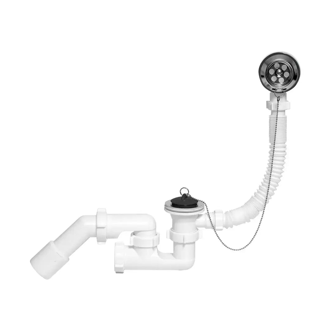 Syfon wannowy nadstropowy 40/50 TRINNITY korek z łańcuszkiem + sitko chrom - zdjęcie produktu